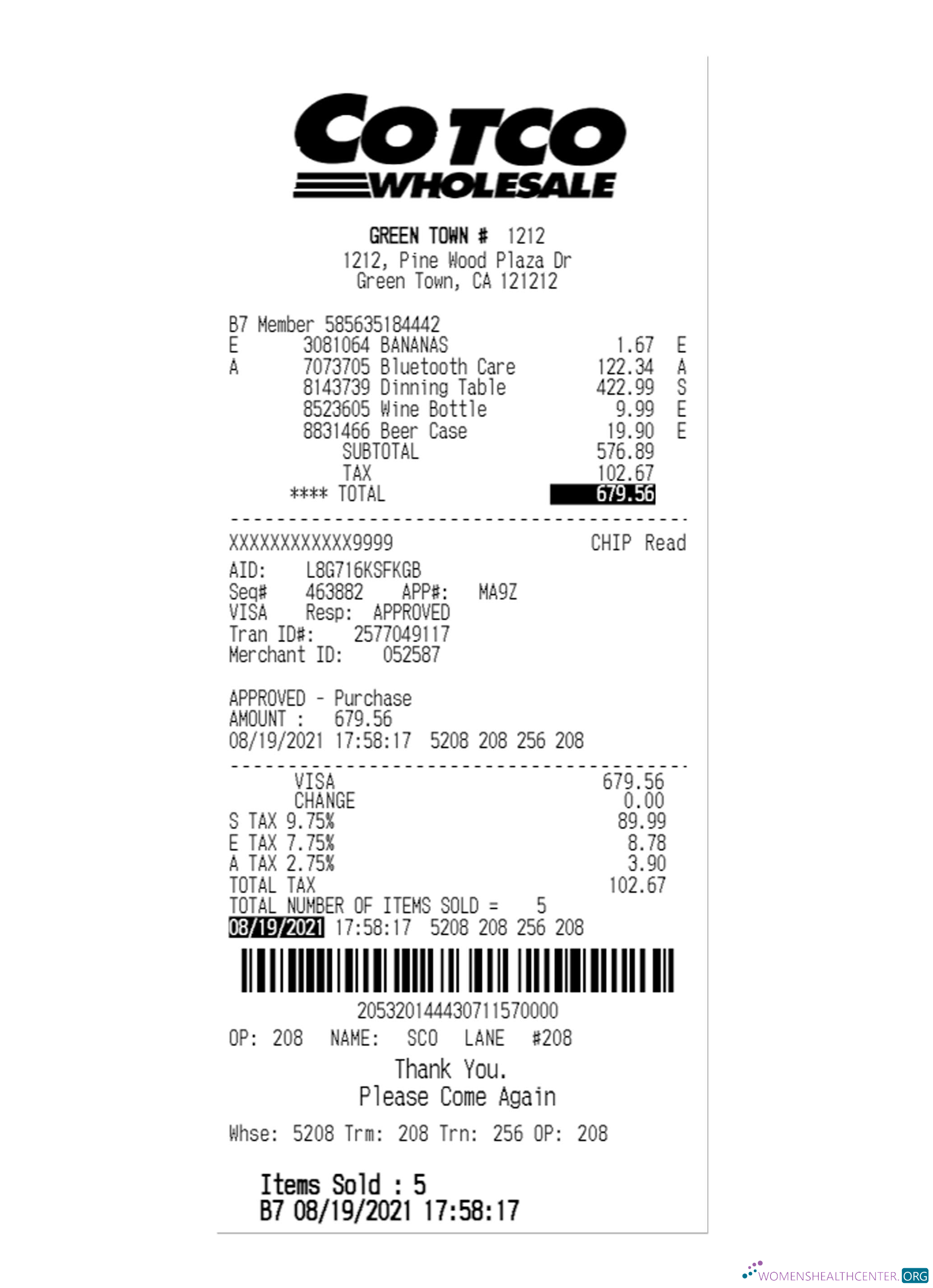 Download COTCO WHOLESALE payment receipt Photoshop template